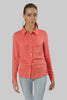 Ladies Women's Classic Work Wear Long Sleeve Blouse, Coral - Toplook London