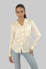 Ladies Women's Classic Work Wear Long Sleeve Blouse, Cream - Toplook London