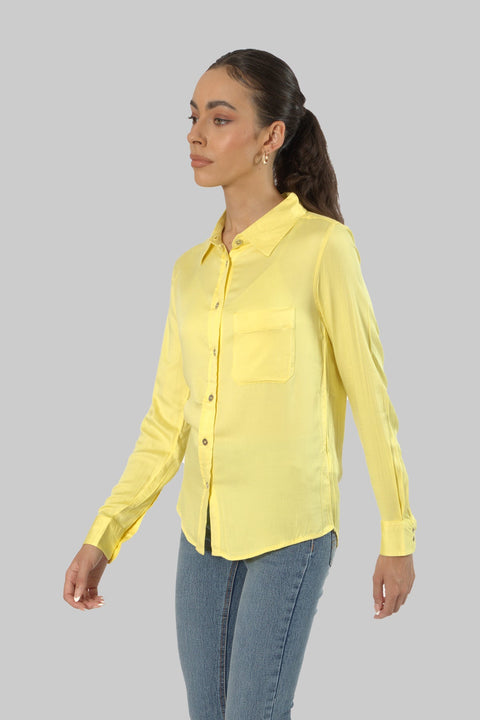 Ladies Women's Classic Work Wear Long Sleeve Blouse, Lime - Toplook London