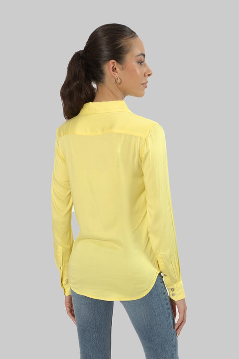 Ladies Women's Classic Work Wear Long Sleeve Blouse, Lime - Toplook London