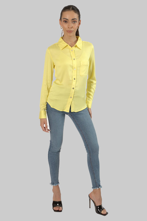 Ladies Women's Classic Work Wear Long Sleeve Blouse, Lime - Toplook London