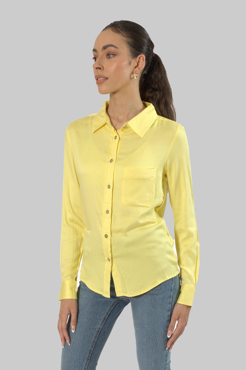 Ladies Women's Classic Work Wear Long Sleeve Blouse, Lime - Toplook London