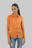 Ladies Women's Classic Work Wear Long Sleeve Blouse, Orange - Toplook London