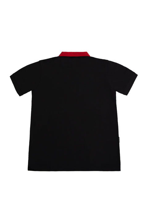 Logo Polo Shirt in black and red - Toplook London