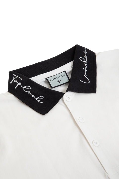 Logo Polo Shirt in white and black - Toplook London