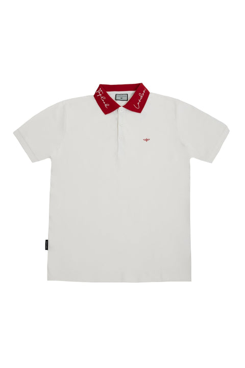 Logo Polo Shirt in white and red - Toplook London