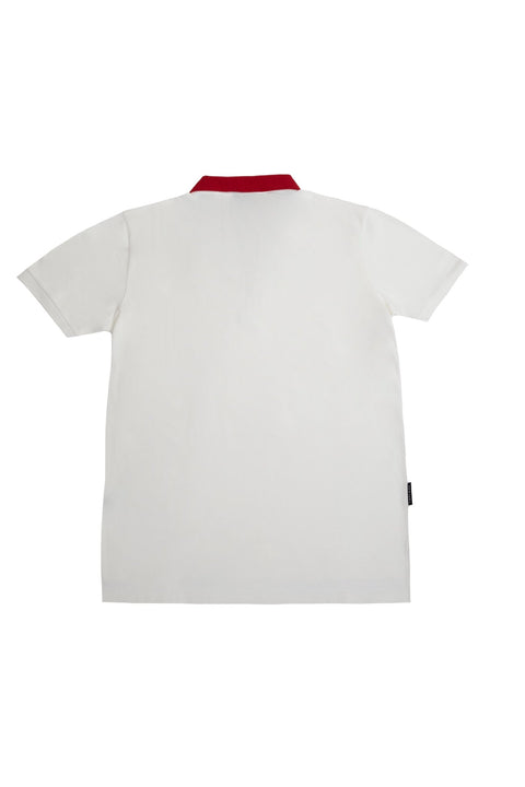 Logo Polo Shirt in white and red - Toplook London