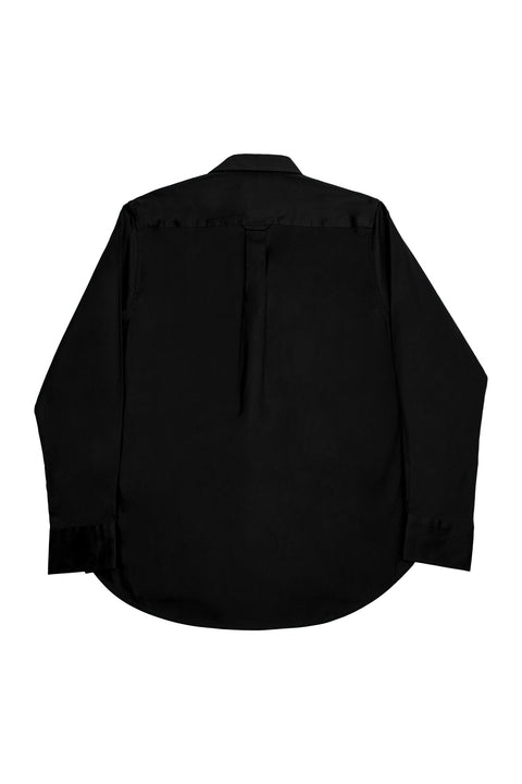 LONG SLEEVE SHIRT With Floral Contrast detail in Black - Toplook London