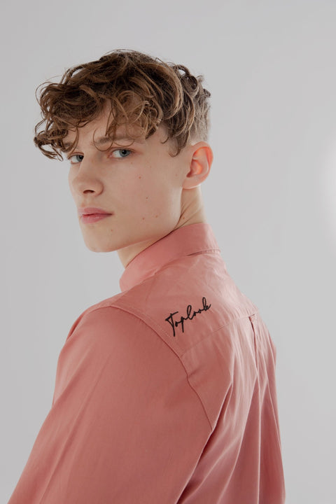Long Sleeve Shirt with two Patch Pockets in Old Rose Colour - Toplook London