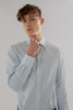 Long Sleeve Slim Fit Stripe Shirt in Blue & White Colour - Toplook London