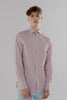 Long Sleeve Slim Fit Stripe Shirt in Burgundy & White Colour - Toplook London