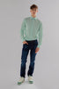 Long Sleeve Slim Fit Stripe Shirt in Green & White Colour - Toplook London