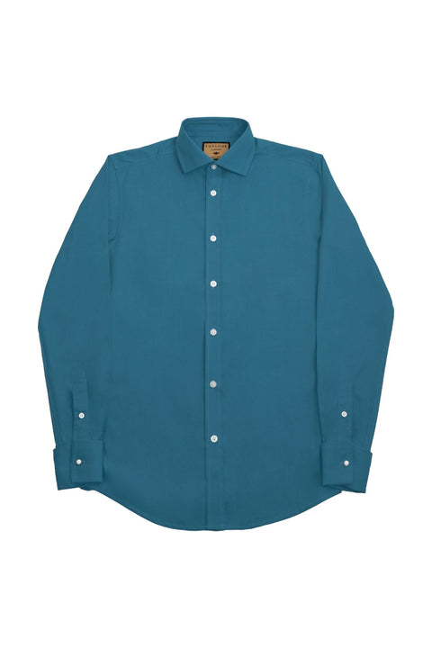 Long Sleeved Formal Smart Casual Slim Fit Shirt in Denim Blue Colour - Toplook London