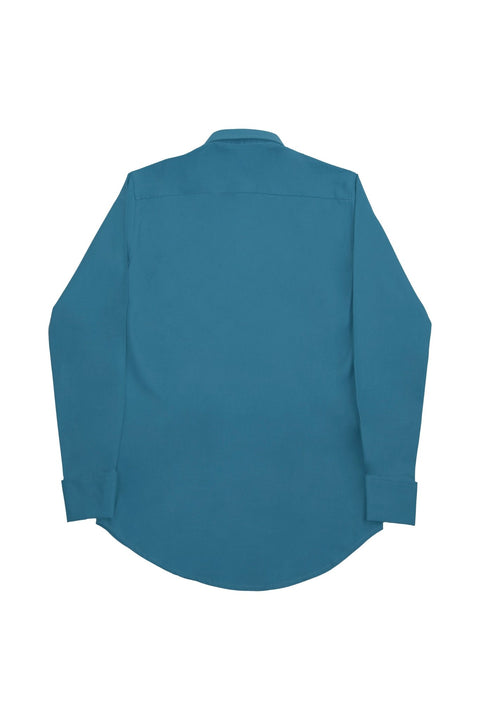 Long Sleeved Formal Smart Casual Slim Fit Shirt in Denim Blue Colour - Toplook London