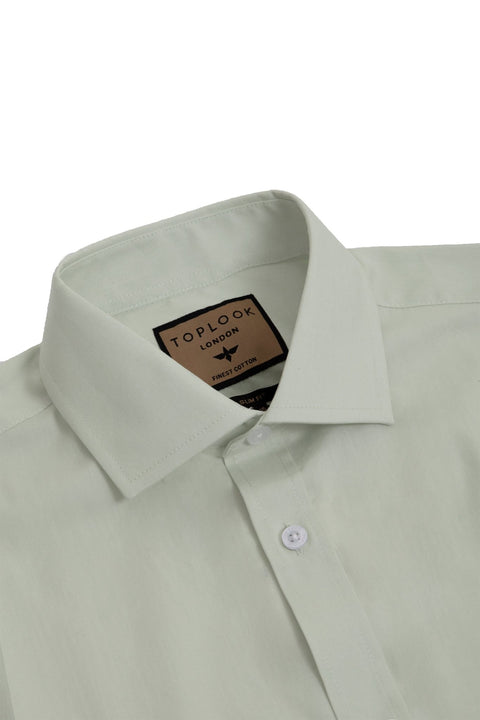 Long Sleeved Formal Smart Casual Slim Fit Shirt in Light Green Colour - Toplook London