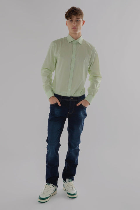 Long Sleeved Formal Smart Casual Slim Fit Shirt in Light Green Colour - Toplook London