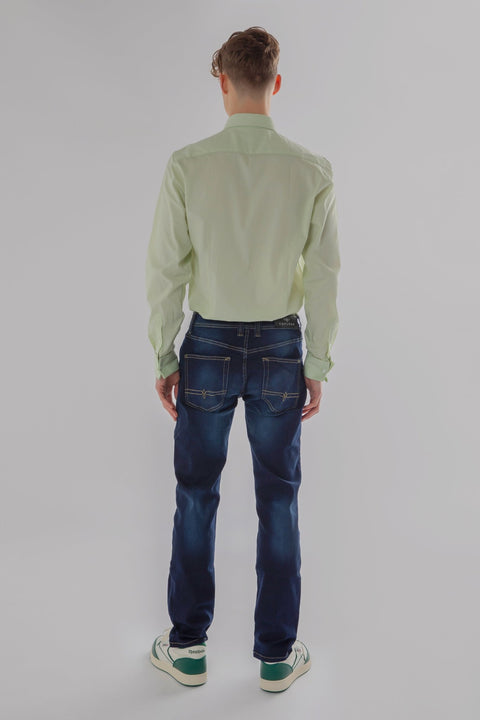 Long Sleeved Formal Smart Casual Slim Fit Shirt in Light Green Colour - Toplook London