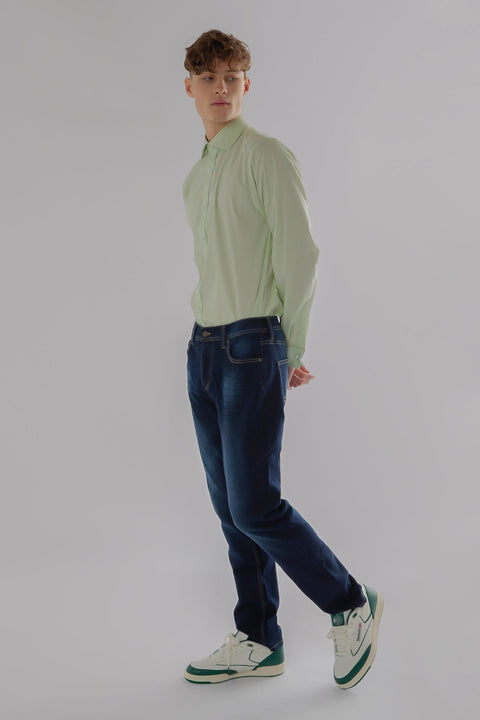 Long Sleeved Formal Smart Casual Slim Fit Shirt in Light Green Colour - Toplook London