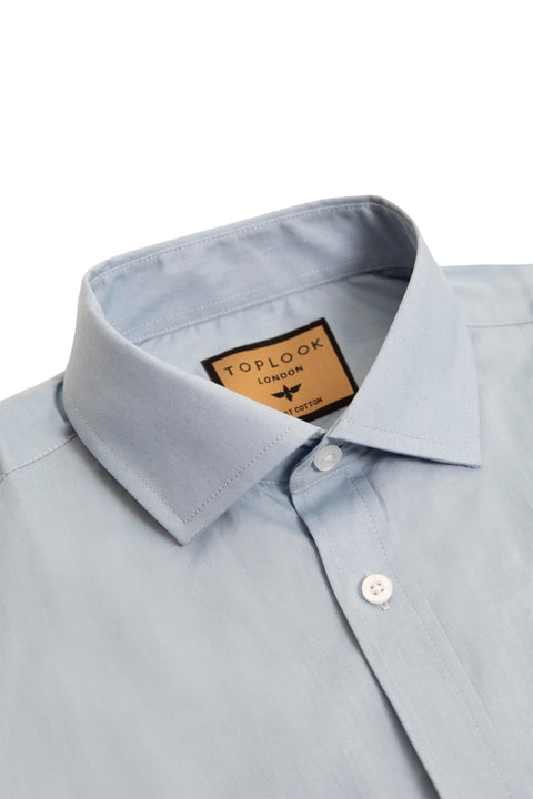 Long Sleeved Formal Smart Casual Slim Fit Shirt in Pale Blue Colour - Toplook London
