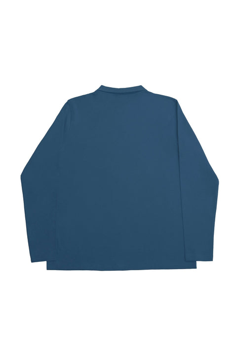 Long-Sleeved Polo Shirt with Pocket in dark blue - Toplook London