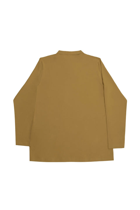 Long-Sleeved Polo Shirt with Pocket in khaki - Toplook London
