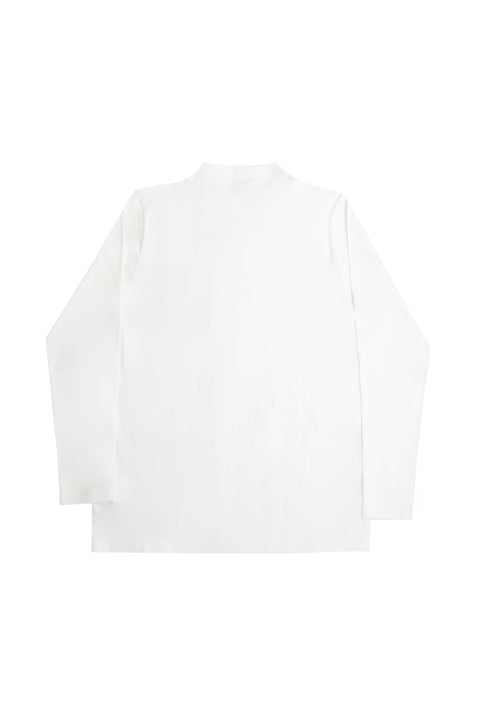 Long-Sleeved Polo Shirt with Pocket in white - Toplook London