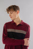 Long-Sleeved Polo Striped Polo Shirt in wine - Toplook London