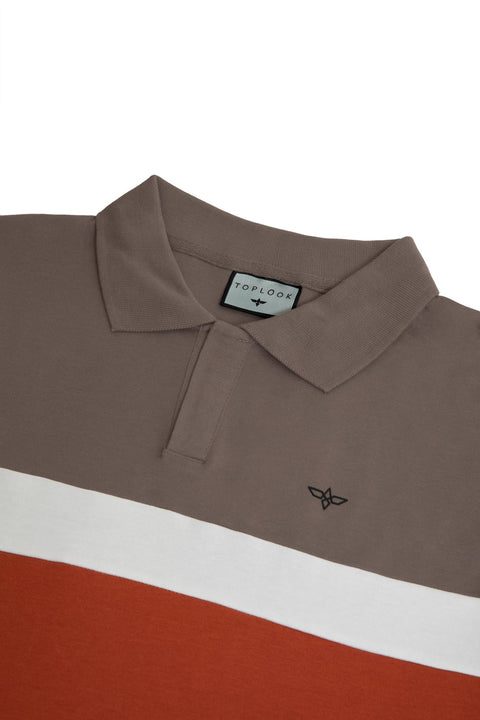 Long-Sleeved Polo Striped Shirt in brushed nickel - Toplook London
