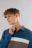 Long-Sleeved Polo Striped Shirt in dark blue - Toplook London