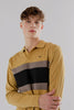 Long-Sleeved Polo Striped Shirt in khaki - Toplook London