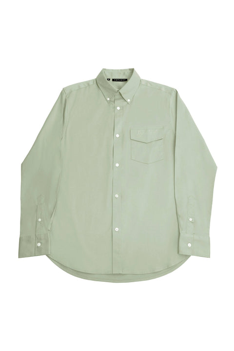 Long-Sleeved Shirt with Patch Pocket in pumice stone colour - Toplook London