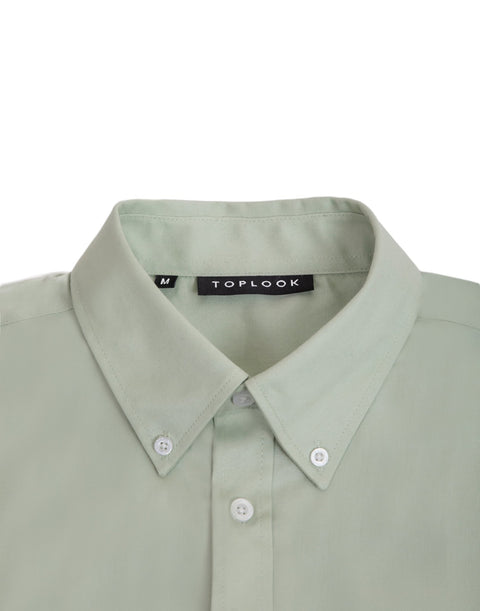 Long-Sleeved Shirt with Patch Pocket in pumice stone colour - Toplook London