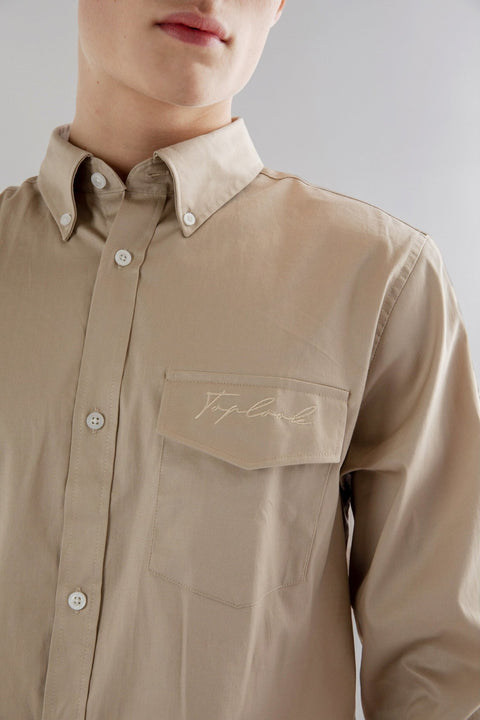 Long-Sleeved Shirt with patch pocket in wild dove colour - Toplook London