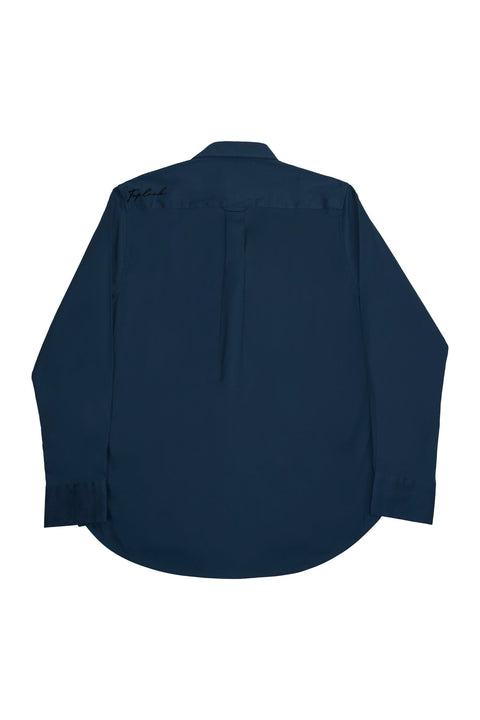 Long-Sleeved Shirt with Patch Pockets in Blue Colour - Toplook London