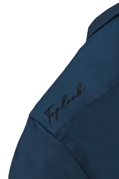 Long-Sleeved Shirt with Patch Pockets in Blue Colour - Toplook London