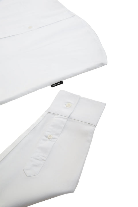 Long-Sleeved Shirt with Patch Pockets in White Colour - Toplook London