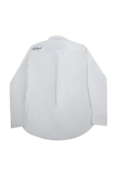 Long-Sleeved Shirt with Patch Pockets in White Colour - Toplook London