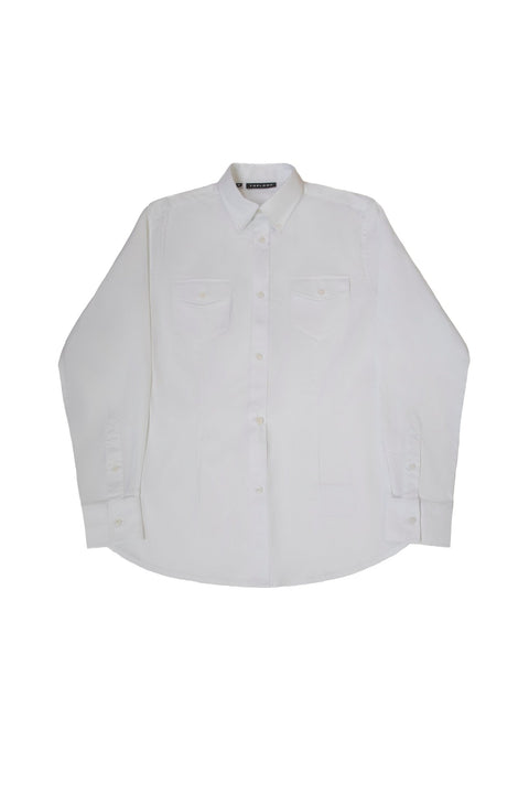 Long-Sleeved Shirt with Patch Pockets in White Colour - Toplook London