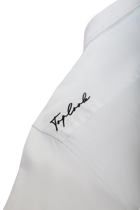 Long-Sleeved Shirt with Patch Pockets in White Colour - Toplook London