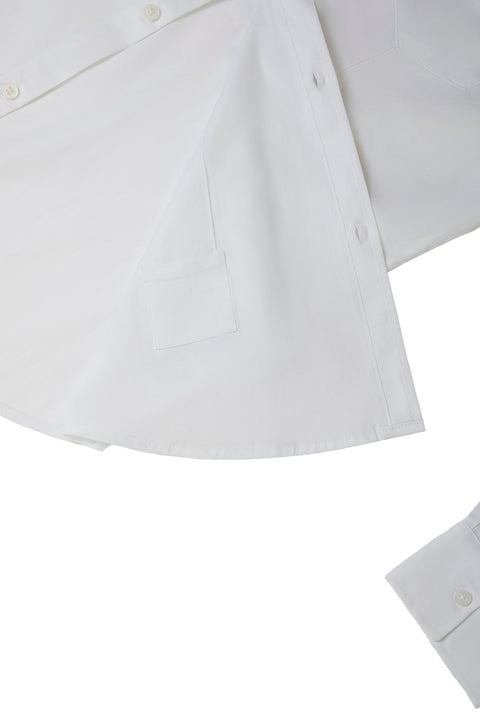 Long-Sleeved Shirt with Patch Pockets in White Colour - Toplook London