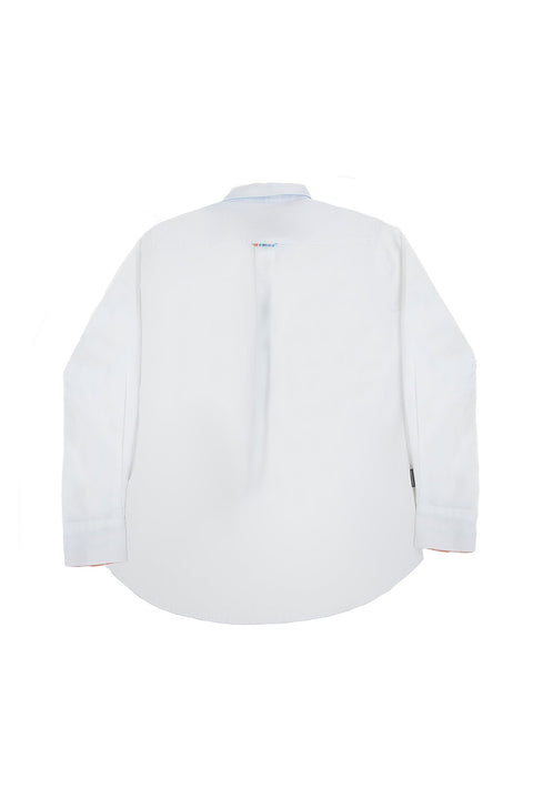Long-Sleeved Shirt with Striped Details in bright white - Toplook London