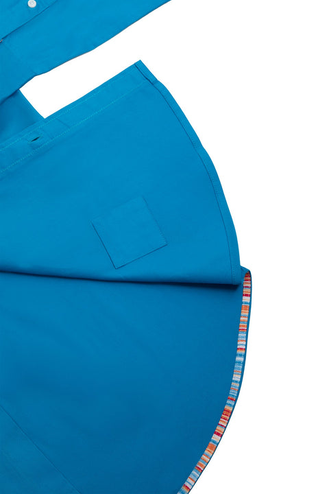 Long-Sleeved Shirt with Striped Details in brilliant blue - Toplook London