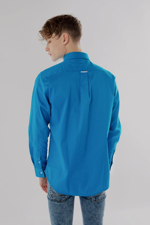Long-Sleeved Shirt with Striped Details in brilliant blue - Toplook London