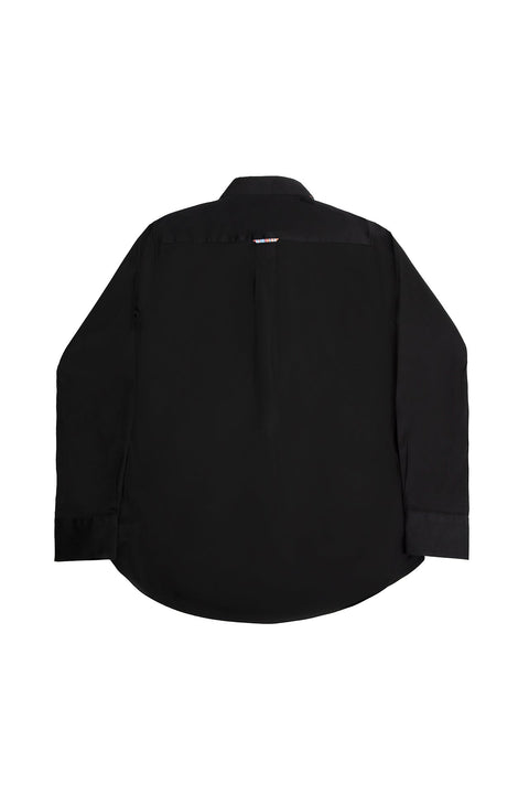 Long-Sleeved Shirt with Striped Details in jet black - Toplook London