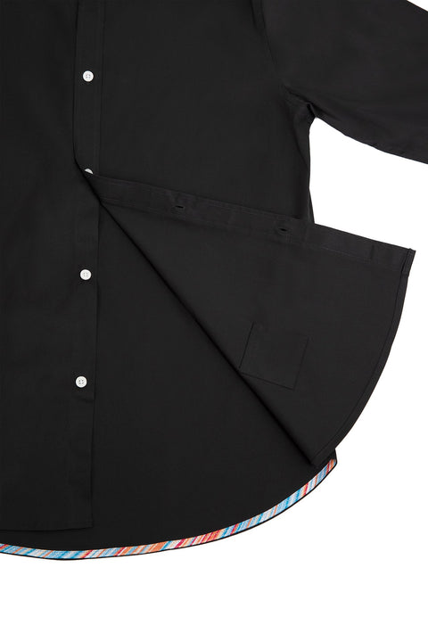 Long-Sleeved Shirt with Striped Details in jet black - Toplook London