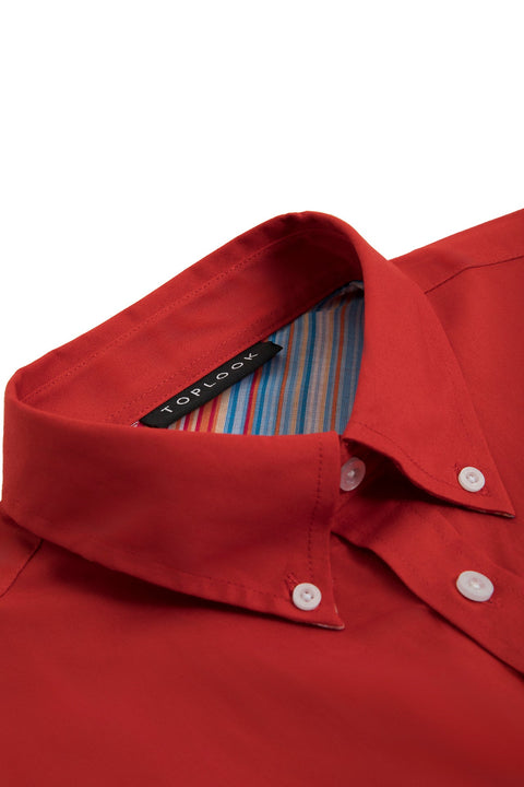 Long-Sleeved Shirt with Striped Details in molten lava - Toplook London