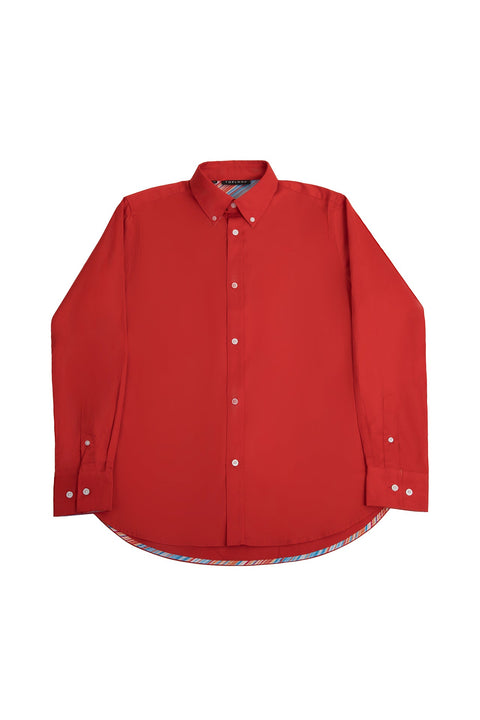 Long-Sleeved Shirt with Striped Details in molten lava - Toplook London