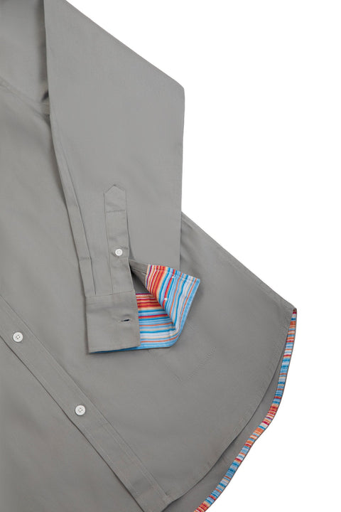 Long-Sleeved Shirt with Striped Details in ultimate grey - Toplook London