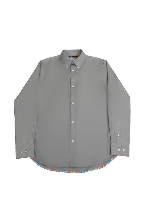 Long-Sleeved Shirt with Striped Details in ultimate grey - Toplook London