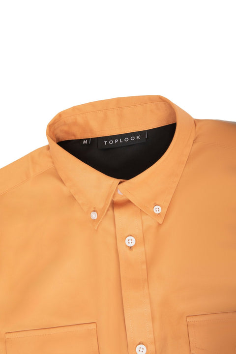 Long-Sleeved Shirt With Two Patch pockets in Butterrum Colour - Toplook London